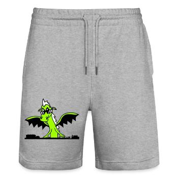 Wing Dragon DJ Mixer Fête Monster Musique - Short de jogging bio TRAINER Stanley/Stella unisexe - gris chiné - Devant - Nik (191cm) & Marisol (170cm)