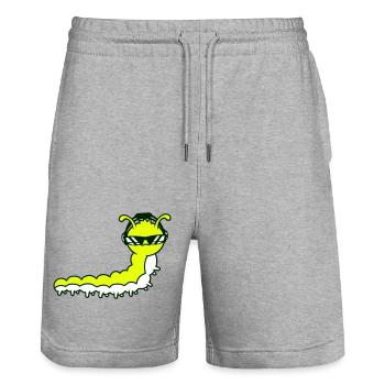 Cool Cute DJ Caterpillar Sunglasses Party Club Music - Stanley/Stella Trainer Unisex Organic Jogging Shorts - heather grey - Front - Nik (191cm) & Marisol (170cm)
