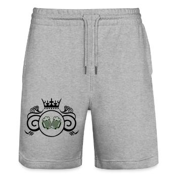 wappen bier - Stanley/Stella Unisex Bio Joggingshorts Trainer  - Grau meliert - Vorne - Nik (191cm) & Marisol (170cm)