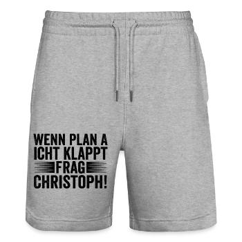 Vorname Chris Christoph - Stanley/Stella Unisex Bio Joggingshorts Trainer  - Grau meliert - Vorne - Nik (191cm) & Marisol (170cm)