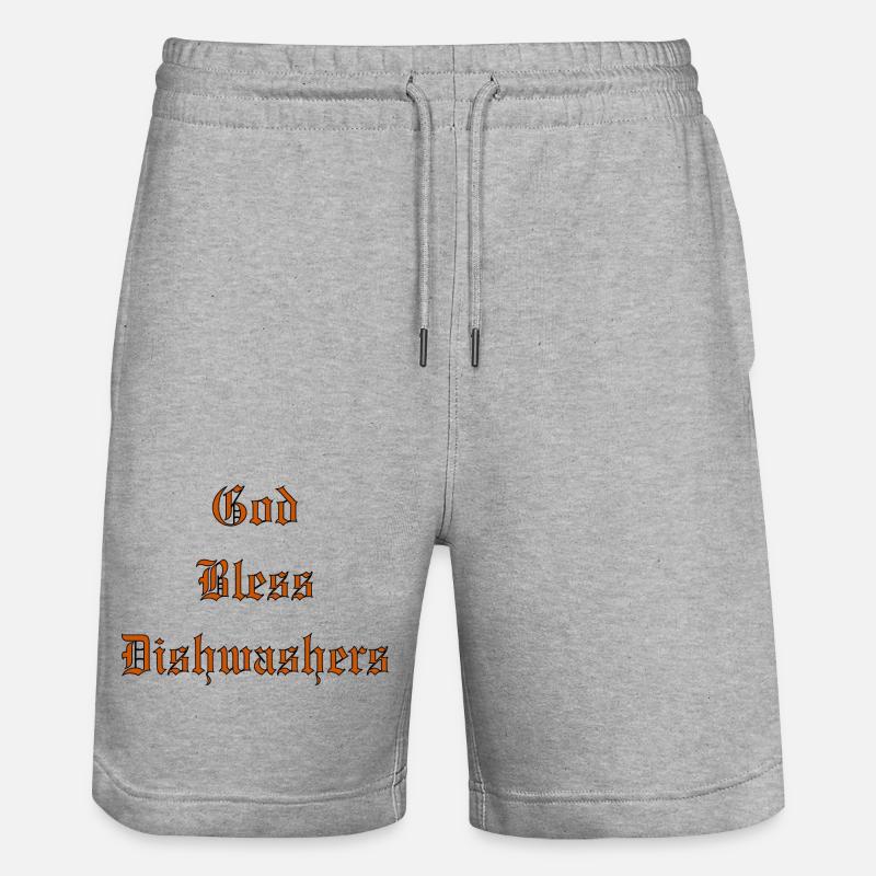 GodBlessDishwashers - Stanley/Stella Unisex Bio Joggingshorts Trainer  - Grau meliert