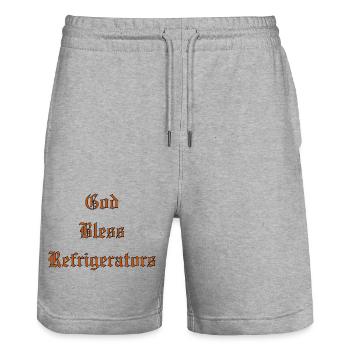 GodBlessRéfrigérateurs - Short de jogging bio TRAINER Stanley/Stella unisexe - gris chiné - Devant - Nik (191cm) & Marisol (170cm)