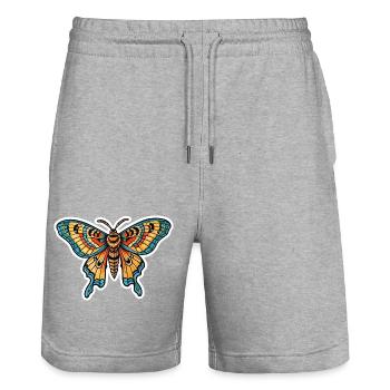 Moth Neo Traditional - Stanley/Stella Trainer Unisex Organic Jogging Shorts - heather grey - Front - Nik (191cm) & Marisol (170cm)