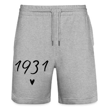 Herzjubiläum 1931 - Stanley/Stella Unisex Bio Joggingshorts Trainer  - Grau meliert - Vorne - Nik (191cm) & Marisol (170cm)