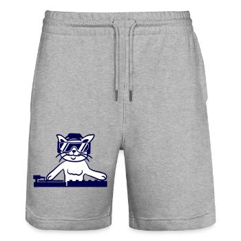 DJ Mischpult Katze Party Tier Kätzchen Haustier - Stanley/Stella Unisex Bio Joggingshorts Trainer  - Grau meliert - Vorne - Nik (191cm) & Marisol (170cm)