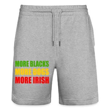 more blacks more dogs more irish - Stanley/Stella Trainer Unisex Organic Jogging Shorts - heather grey - Front - Nik (191cm) & Marisol (170cm)