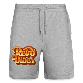 Retro-Vibes - Stanley/Stella Unisex Bio Joggingshorts Trainer  - Grau meliert - Vorne - Nik (191cm) & Marisol (170cm)