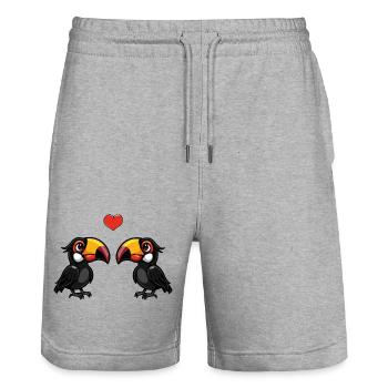 tukan love - Stanley/Stella Unisex Bio Joggingshorts Trainer  - Grau meliert - Vorne - Nik (191cm) & Marisol (170cm)
