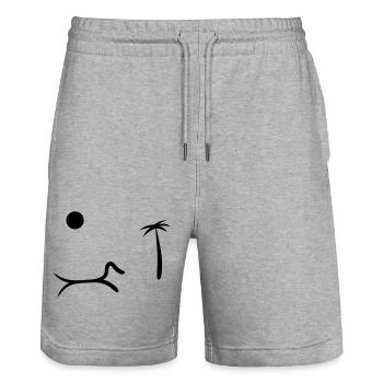 Dackel Sommerurlaub - Stanley/Stella Unisex Bio Joggingshorts Trainer  - Grau meliert - Vorne - Nik (191cm) & Marisol (170cm)