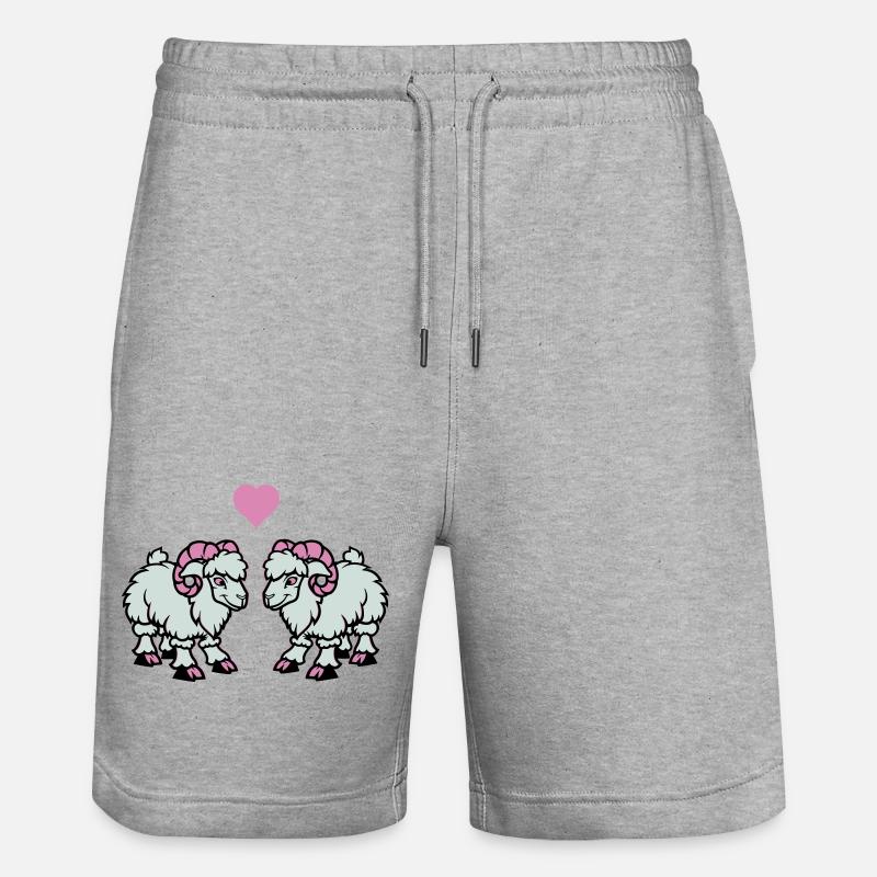 schaf comic widder love - Stanley/Stella Unisex Bio Joggingshorts Trainer  - Grau meliert