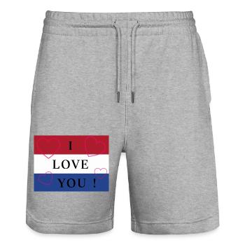 Holland / Niederlande / Pays-Bas Flagge / Drapeau - Stanley/Stella Unisex Bio Joggingshorts Trainer  - Grau meliert - Vorne - Nik (191cm) & Marisol (170cm)