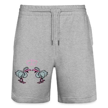 Strauss Comic in Love - Stanley/Stella Trainer Unisex Organic Jogging Shorts - heather grey - Front - Nik (191cm) & Marisol (170cm)