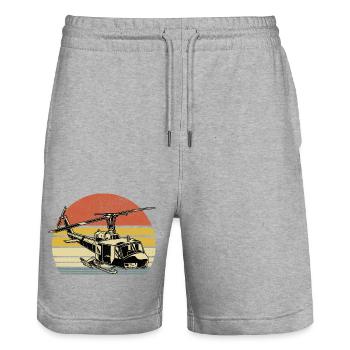 Rétro hélicoptère aviateur pilote hélicoptère hélicoptère - Short de jogging bio TRAINER Stanley/Stella unisexe - gris chiné - Devant - Nik (191cm) & Marisol (170cm)