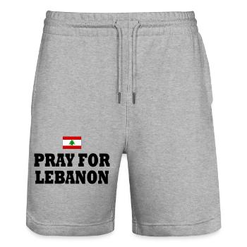 Pray for lebanon - Short de jogging bio TRAINER Stanley/Stella unisexe - gris chiné - Devant - Nik (191cm) & Marisol (170cm)
