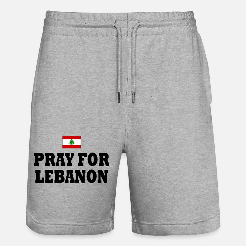 Pray for lebanon - Short de jogging bio TRAINER Stanley/Stella unisexe - gris chiné