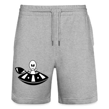OVNI extraterrestre - Short de jogging bio TRAINER Stanley/Stella unisexe - gris chiné - Devant - Nik (191cm) & Marisol (170cm)