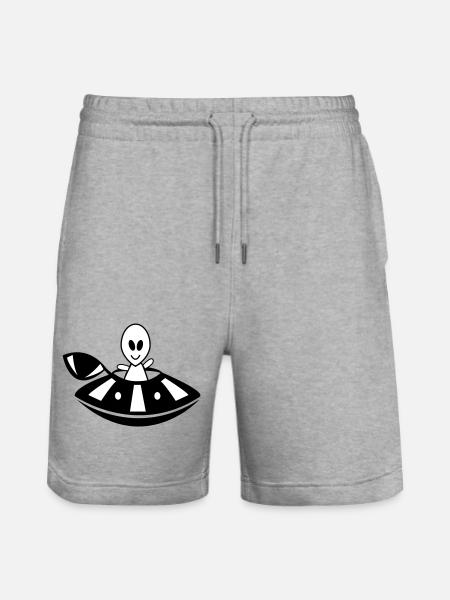 Alien UFO - Stanley/Stella Trainer Unisex Organic Jogging Shorts - heather grey