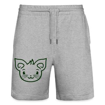 chat mignon a l’air heureux souriant chaton amusant - Short de jogging bio TRAINER Stanley/Stella unisexe - gris chiné - Devant - Nik (191cm) & Marisol (170cm)