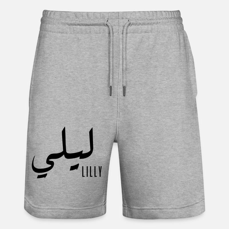 Lilly prénom en arabe - Short de jogging bio TRAINER Stanley/Stella unisexe - gris chiné