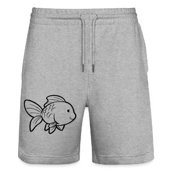 Goldfish - Stanley/Stella Trainer Unisex Organic Jogging Shorts - heather grey - Front - Nik (191cm) & Marisol (170cm)
