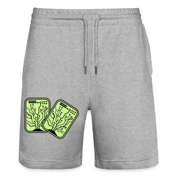 Micro Chip 2 - Stanley/Stella Trainer Unisex Organic Jogging Shorts - heather grey - Front - Nik (191cm) & Marisol (170cm)