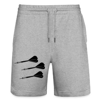Darts - Stanley/Stella Trainer Unisex Organic Jogging Shorts - heather grey - Front - Nik (191cm) & Marisol (170cm)