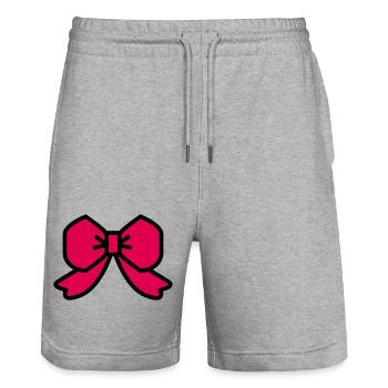 Schleife mit rotem Band - Stanley/Stella Unisex Bio Joggingshorts Trainer  - Grau meliert - Vorne - Nik (191cm) & Marisol (170cm)