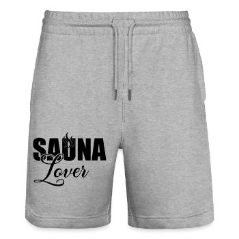 Sauna Spa bien-être - Short de jogging bio TRAINER Stanley/Stella unisexe - gris chiné - Devant - Nik (191cm) & Marisol (170cm)