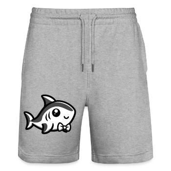 Niedlicher Hai mit Fliege - Stanley/Stella Unisex Bio Joggingshorts Trainer  - Grau meliert - Vorne - Nik (191cm) & Marisol (170cm)