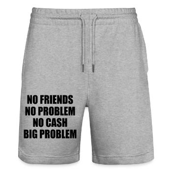 no friends no problem no cash big problem - Stanley/Stella Unisex Bio Joggingshorts Trainer  - Grau meliert - Vorne - Nik (191cm) & Marisol (170cm)