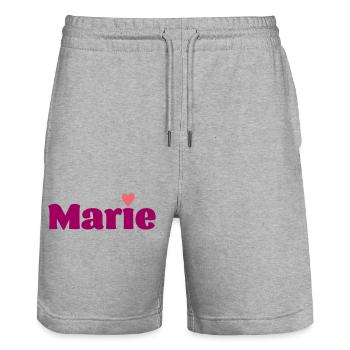 Marie with Heart Gift - Stanley/Stella Trainer Unisex Organic Jogging Shorts - heather grey - Front - Nik (191cm) & Marisol (170cm)