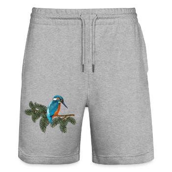 Oiseau coloré - Short de jogging bio TRAINER Stanley/Stella unisexe - gris chiné - Devant - Nik (191cm) & Marisol (170cm)