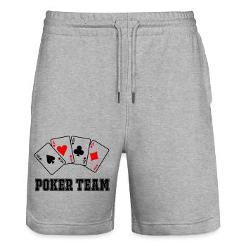 Poker Team - Stanley/Stella Trainer Unisex Organic Jogging Shorts - heather grey - Front - Nik (191cm) & Marisol (170cm)