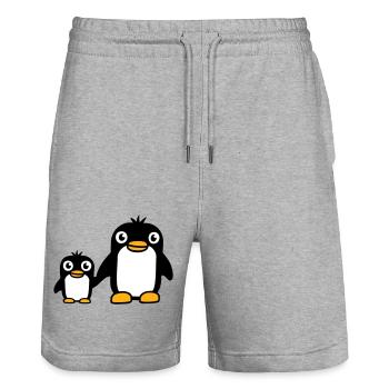 2 Penguins Dad Mom Child Baby Hands Holding Cute - Stanley/Stella Trainer Unisex Organic Jogging Shorts - heather grey - Front - Nik (191cm) & Marisol (170cm)