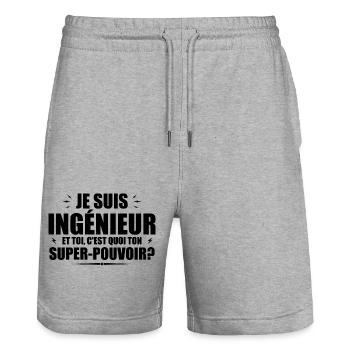 Ich bin Ingenieur. Was ist deine Superkraft? - Stanley/Stella Unisex Bio Joggingshorts Trainer  - Grau meliert - Vorne - Nik (191cm) & Marisol (170cm)