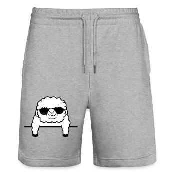 Schaf Hinter Zaun Mauer Sonnenbrille Schäfchen - Stanley/Stella Unisex Bio Joggingshorts Trainer  - Grau meliert - Vorne - Nik (191cm) & Marisol (170cm)
