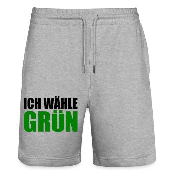 ich wähle grün - Stanley/Stella Unisex Bio Joggingshorts Trainer  - Grau meliert - Vorne - Nik (191cm) & Marisol (170cm)