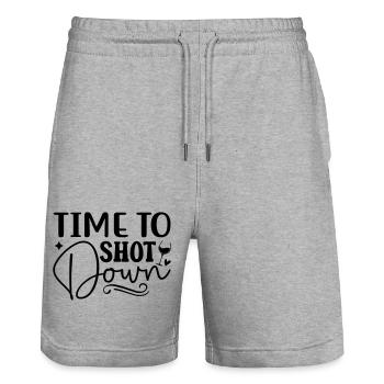 Time to shot down Funny Wine Lover - Stanley/Stella Trainer Unisex Organic Jogging Shorts - heather grey - Front - Nik (191cm) & Marisol (170cm)