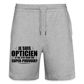 Ich bin Optiker. Was ist deine Superkraft? - Stanley/Stella Unisex Bio Joggingshorts Trainer  - Grau meliert - Vorne - Nik (191cm) & Marisol (170cm)