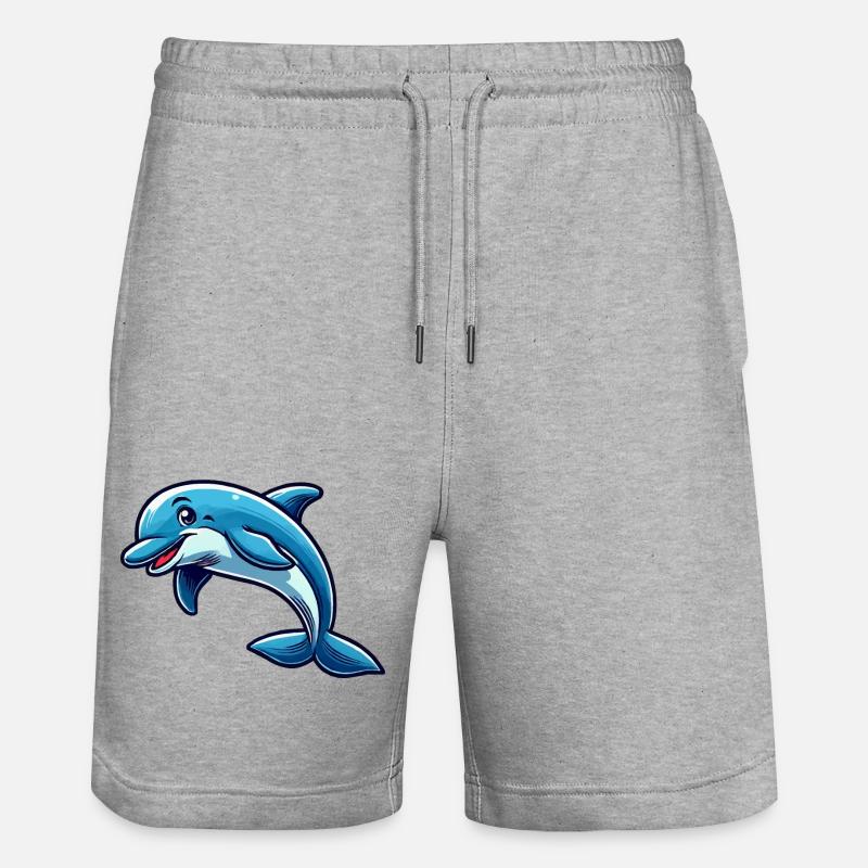 Delfin Delphin Comic - Stanley/Stella Unisex Bio Joggingshorts Trainer  - Grau meliert