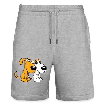 2 Équipe de chiens Deux amis Amour Couple Amoureux - Short de jogging bio TRAINER Stanley/Stella unisexe - gris chiné - Devant - Nik (191cm) & Marisol (170cm)