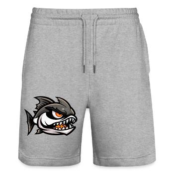 Piranha Fish Comic - Stanley/Stella Trainer Unisex Organic Jogging Shorts - heather grey - Front - Nik (191cm) & Marisol (170cm)