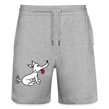 Dog wagging excited cute happy - Stanley/Stella Trainer Unisex Organic Jogging Shorts - heather grey - Front - Nik (191cm) & Marisol (170cm)