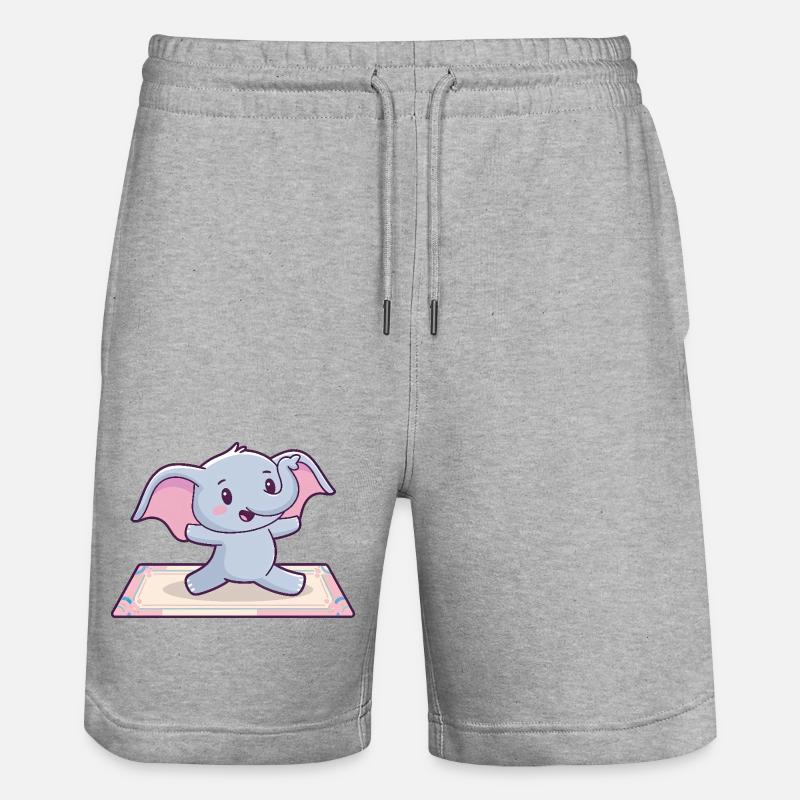 Éléphant de yoga mignon - Short de jogging bio TRAINER Stanley/Stella unisexe - gris chiné