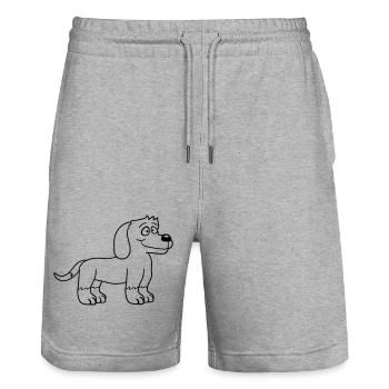 chien se tient mignon petit chiot heureux animal de compagnie - Short de jogging bio TRAINER Stanley/Stella unisexe - gris chiné - Devant - Nik (191cm) & Marisol (170cm)