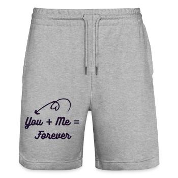 You + Me = Forever Romantic Couples T-Shirt - Stanley/Stella Trainer Unisex Organic Jogging Shorts - heather grey - Front - Nik (191cm) & Marisol (170cm)