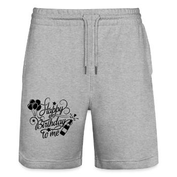 Joyeux anniversaire à moi Anniversaire Félicitations - Short de jogging bio TRAINER Stanley/Stella unisexe - gris chiné - Devant - Nik (191cm) & Marisol (170cm)