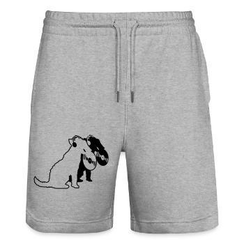 2 Hunde DJ Musik Club Disko Schallplatte Team Crew - Stanley/Stella Unisex Bio Joggingshorts Trainer  - Grau meliert - Vorne - Nik (191cm) & Marisol (170cm)