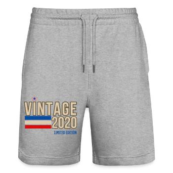 Jahrgang 2020 limitierte Auflage - Stanley/Stella Unisex Bio Joggingshorts Trainer  - Grau meliert - Vorne - Nik (191cm) & Marisol (170cm)