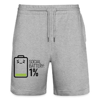 Soziale Batterie: 1% - Stanley/Stella Unisex Bio Joggingshorts Trainer  - Grau meliert - Vorne - Nik (191cm) & Marisol (170cm)